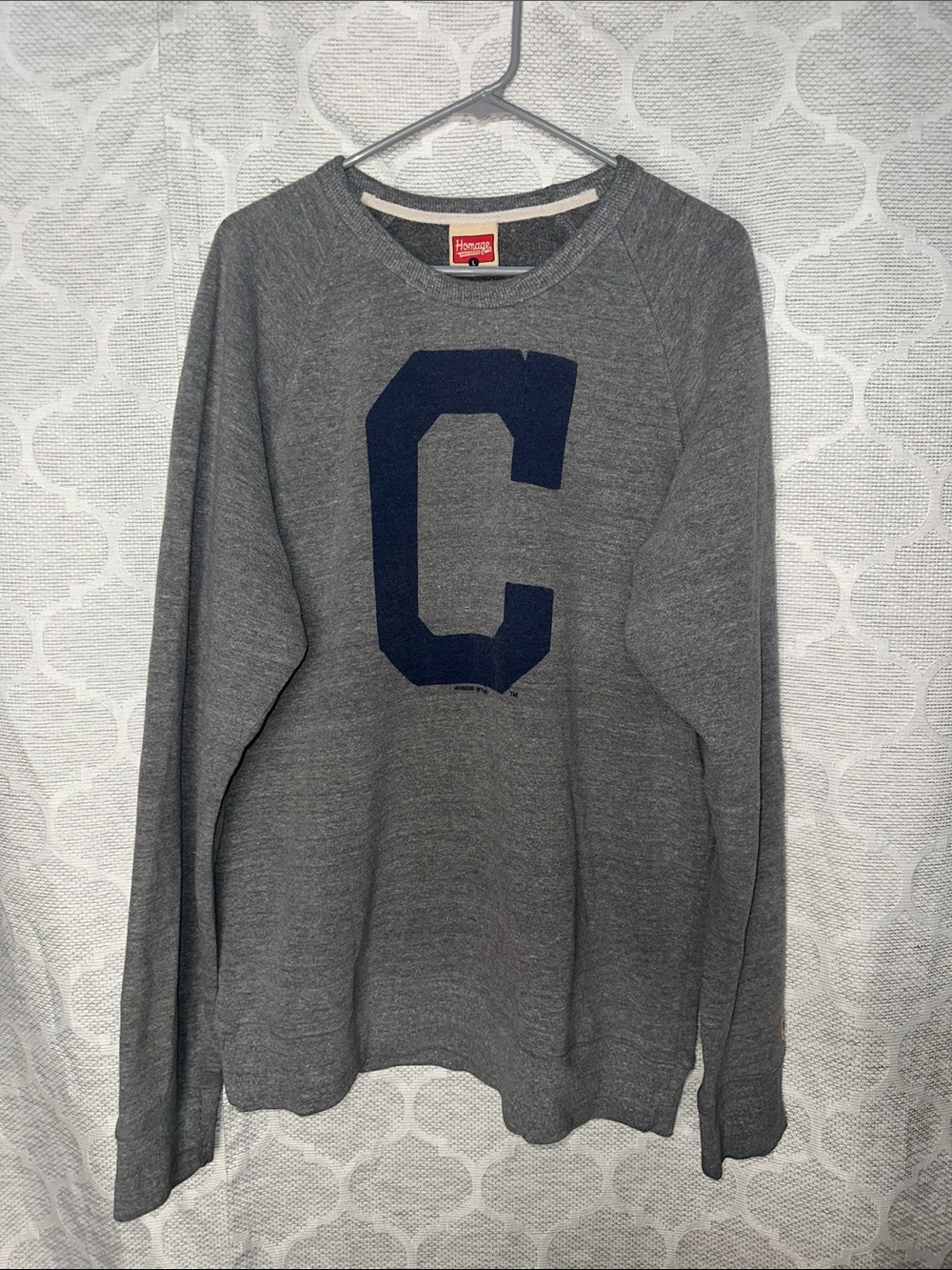 Homage Cleveland Guardians Sweatshirt Men's Size Large L Gray Block C Crewneck